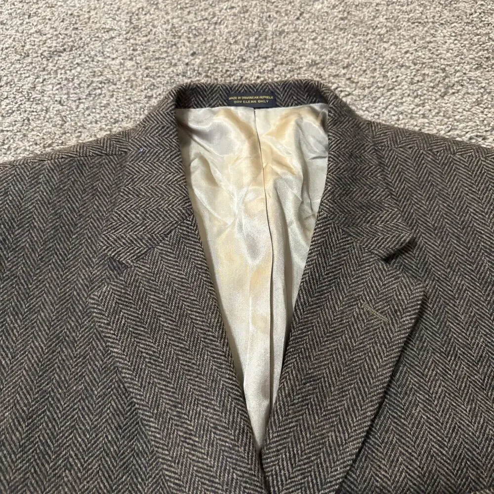 Oscar de la Renta Men's Brown Sport Coat 46R Blazer Jacket Merino Wool Lambswool